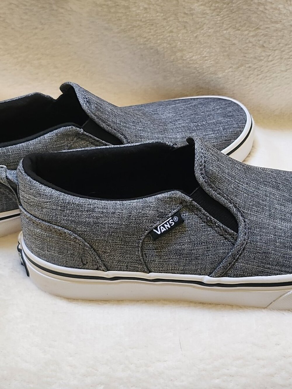 Vans Asher Heathered Grey Slip On Shoes Youth Size 5